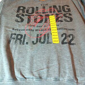 Rolling Stones Vintage Look Gray Embroidered Red Tongue Sweatshirt M Sacramento